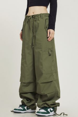 American Vintage Multi-Pocket Loose Straight-Leg Cargo Pants for Men and Women - Casual Paratrooper Style Trousers