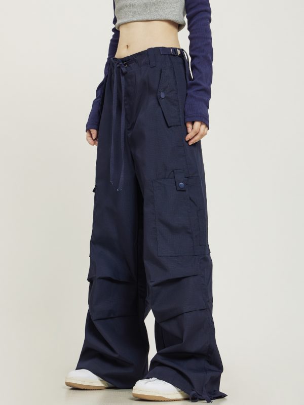 American Vintage Multi-Pocket Loose Straight-Leg Cargo Pants for Men and Women - Casual Paratrooper Style Trousers