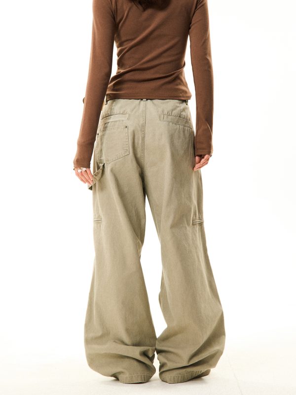 American Vintage Pleated Wide-Leg Work Pants for Women - Loose and Slimming Casual Style, Versatile Fashion Essential