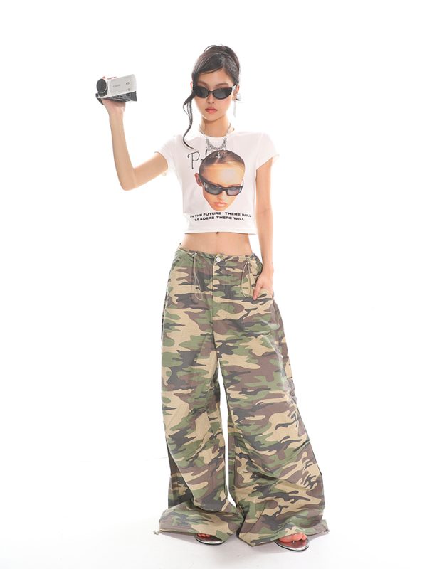 American Vintage Portrait Print Short Sleeve T-Shirt for Women - Slim Fit Summer Top, Y2K Style, Hot Girl Fashion