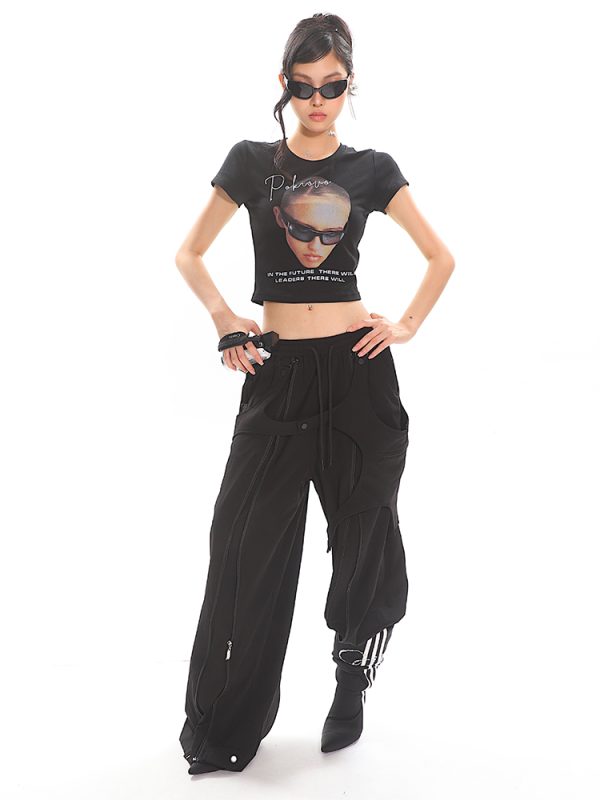American Vintage Portrait Print Short Sleeve T-Shirt for Women - Slim Fit Summer Top, Y2K Style, Hot Girl Fashion