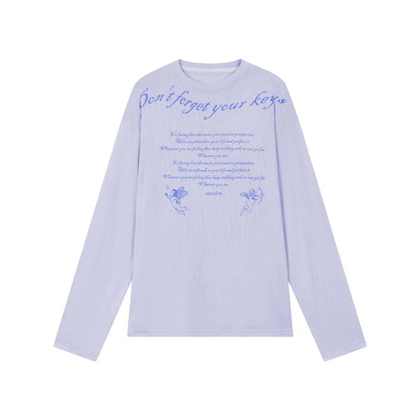 Angel Print Sheer Cover-Up Top - Lightweight Long Sleeve, Loose Fit, Early Autumn Fashion, Perfect for Layering, Trendy Casual Style