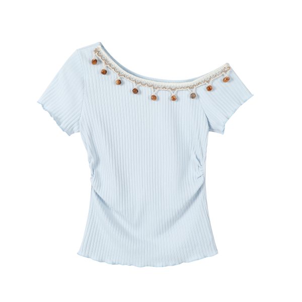 Apricot Off-Shoulder Top for Women - Summer 2025 Short-Sleeve Blouse, Casual OOTD, Vacation Essential, Trendy Fashion Piece