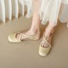 Artistic Genuine Leather Mary Jane Sandals for Women - Sweet Cross Strap, Square Toe, Chunky Heel, Perfect for 90s and Y2K Style