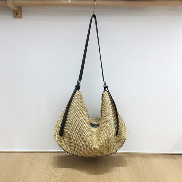Artistic Straw Woven Bag - Niche Design Casual Crossbody Tote for Vacation & Everyday Use - Stylish Summer Accessory
