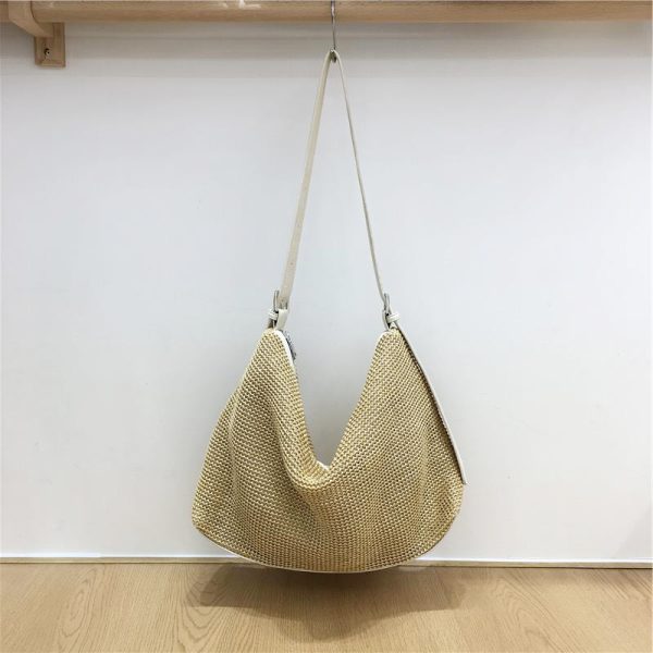 Artistic Straw Woven Bag - Niche Design Casual Crossbody Tote for Vacation & Everyday Use - Stylish Summer Accessory