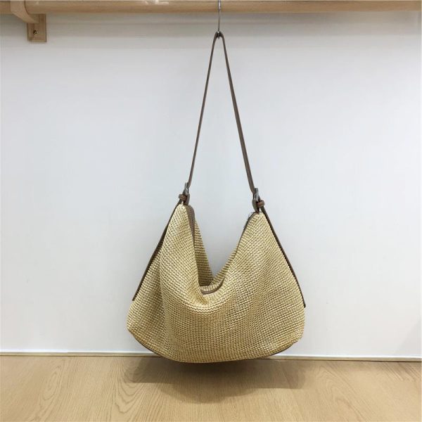 Artistic Straw Woven Bag - Niche Design Casual Crossbody Tote for Vacation & Everyday Use - Stylish Summer Accessory