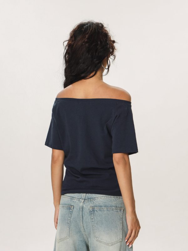 Asymmetrical Slim Fit Short Sleeve T-Shirt for Women - Spicy Girl American Style Summer Top, Unique 90s Inspired Fashion
