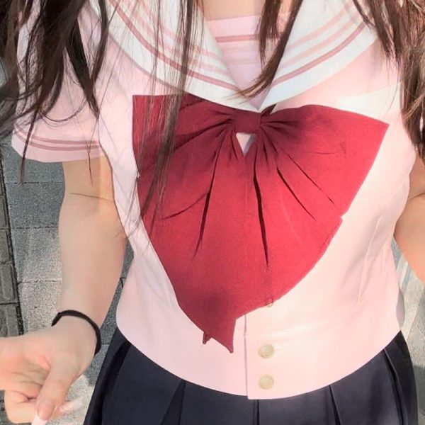Authentic Bowtie College Style Pudding Bear JK Uniform Dress for Summer - Cute Japanese Fashion, Y2K Aesthetic, Machida Design