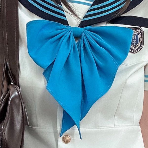 Authentic Bowtie College Style Pudding Bear JK Uniform Dress for Summer - Cute Japanese Fashion, Y2K Aesthetic, Machida Design