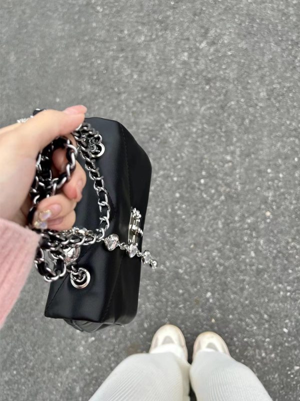 Black Bead Chain Underarm Bag 2023 - Women's Casual Versatile Crossbody Shoulder Bag - Trendy Small Fashion Accessory