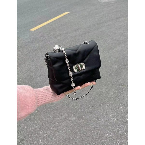 Black Bead Chain Underarm Bag 2023 - Women's Casual Versatile Crossbody Shoulder Bag - Trendy Small Fashion Accessory