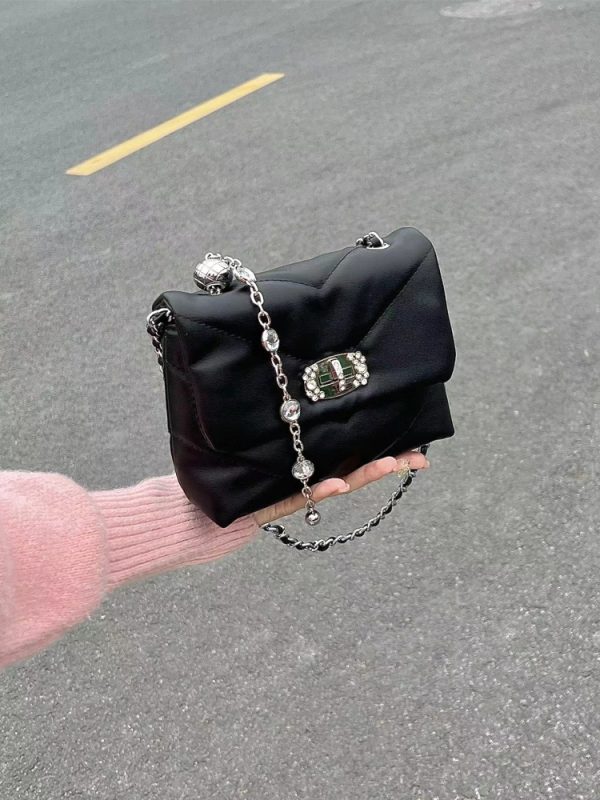 Black Bead Chain Underarm Bag 2023 - Women's Casual Versatile Crossbody Shoulder Bag - Trendy Small Fashion Accessory