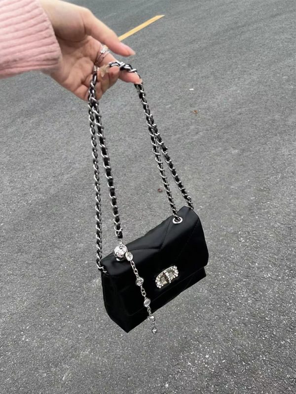 Black Bead Chain Underarm Bag 2023 - Women's Casual Versatile Crossbody Shoulder Bag - Trendy Small Fashion Accessory