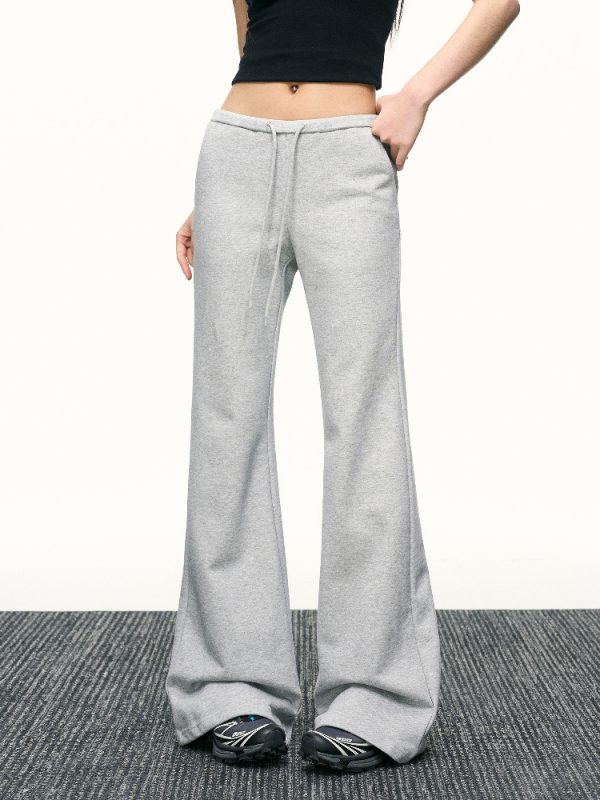 Black High-Waisted Drawstring Flared Casual Pants for Women - Sexy Slimming Wide-Leg Design, Versatile Spring Fashion