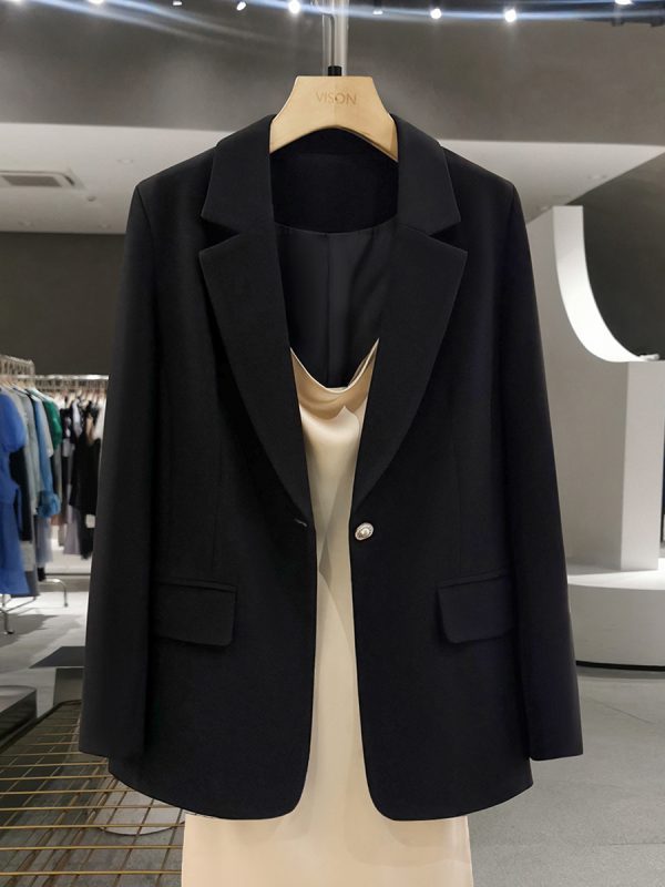 Black Korean Style Slim-Fit Blazer for Women - Chic High-End Professional Small Suit for Spring and Autumn 2025