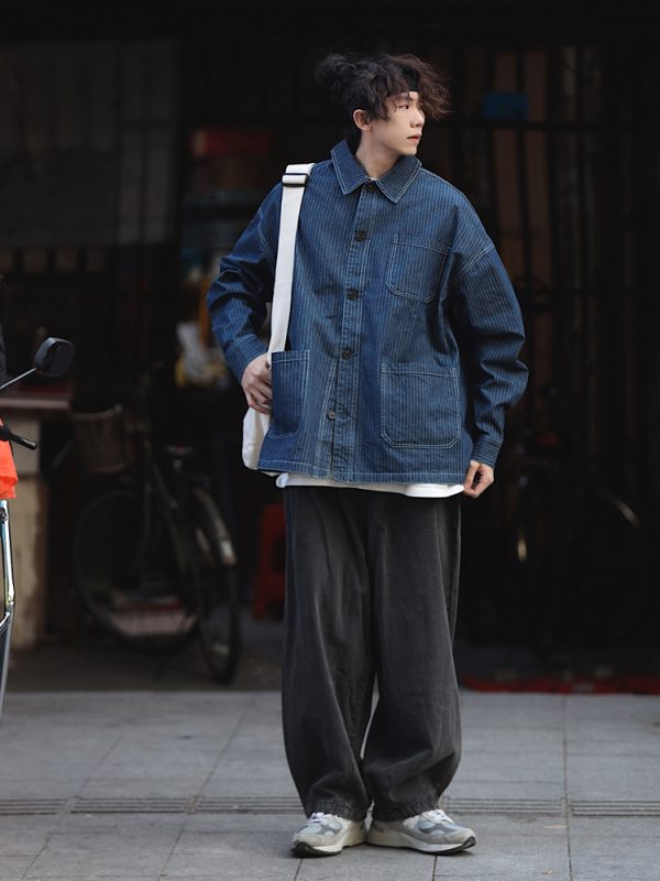 Black Loose-Fitting Retro Wide-Leg Cargo Pants for Men - Casual American Style, Trendy 90s Inspired Straight-Leg Design