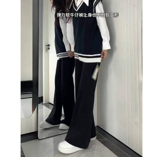 Black Plus Size High-Waisted Flared Jeans for Curvy Figures - Non-Skinny Bell-Bottoms in 2025 Trendy Style
