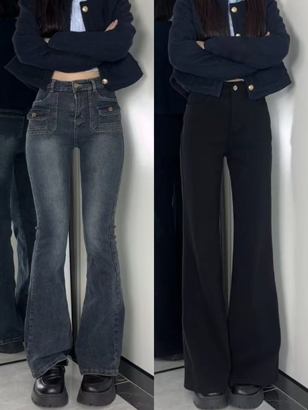 Black Plus Size High-Waisted Flared Jeans for Curvy Figures - Non-Skinny Bell-Bottoms in 2025 Trendy Style