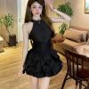 Black Swan Summer Short Dress with Sexy Lace Tulle Skirt - Perfect for 90s and Y2K Inspired Fashion
