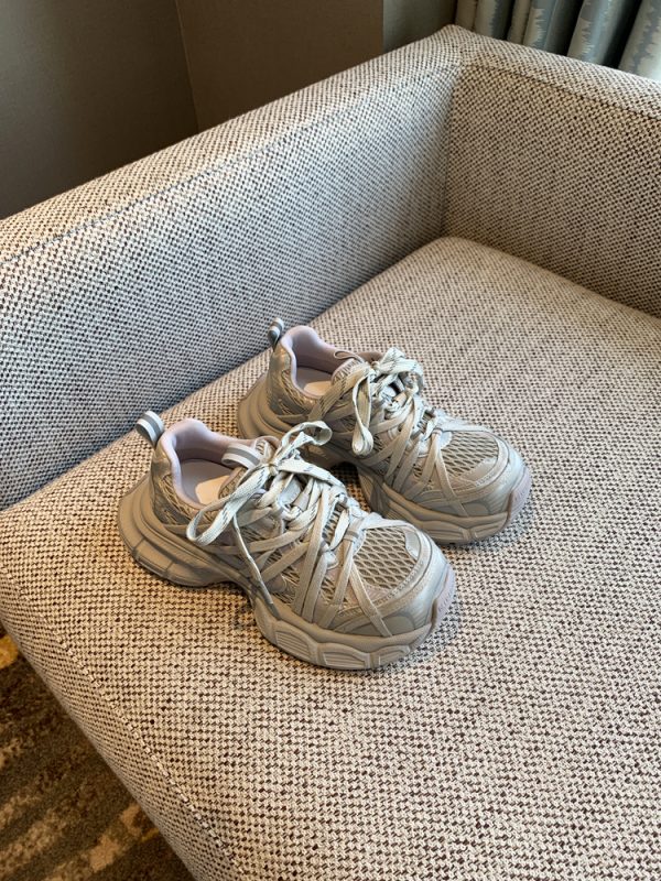 Breathable Genuine Leather Mesh Thick-Soled Dad Shoes for Women - Height-Increasing Casual Sports Shoes for Spring 2025