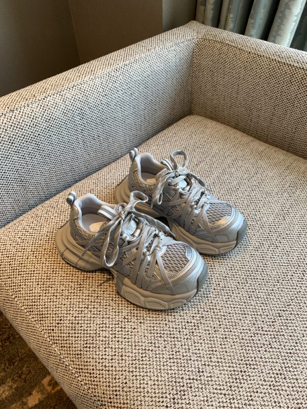 Breathable Genuine Leather Mesh Thick-Soled Dad Shoes for Women - Height-Increasing Casual Sports Shoes for Spring 2025