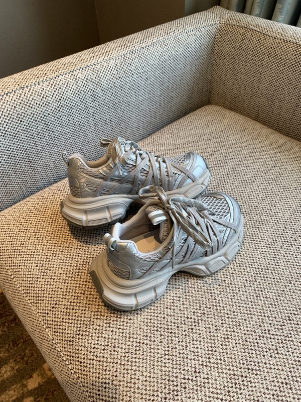 Breathable Genuine Leather Mesh Thick-Soled Dad Shoes for Women - Height-Increasing Casual Sports Shoes for Spring 2025