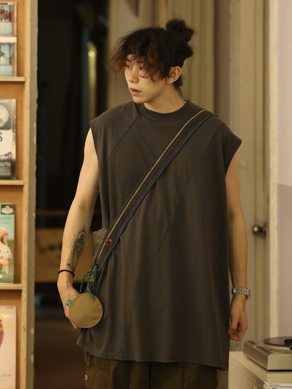 Breathable Loose-Fit Sleeveless Men's T-Shirt Vest for Youth Sports & Outdoor Activities, Casual Summer Wear
