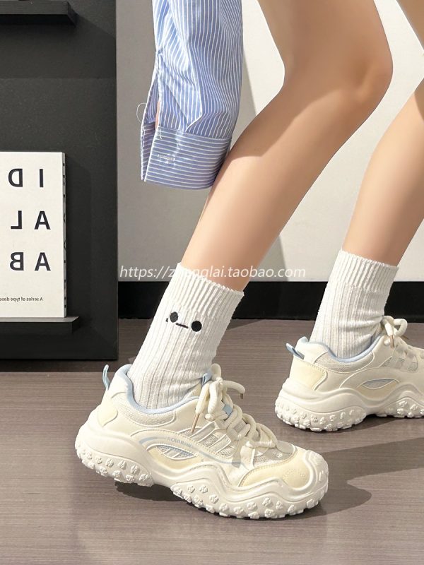 Breathable Mesh Dad Shoes for Women - Lightweight Summer Hiking Sneakers, Versatile White Sports Shoes for Comfort and Style