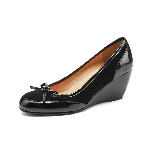 Brown Suede Bow Wedge Heels for Women - Spring Summer 2025 Elegant Cutout Design, Y2K Inspired Fashion