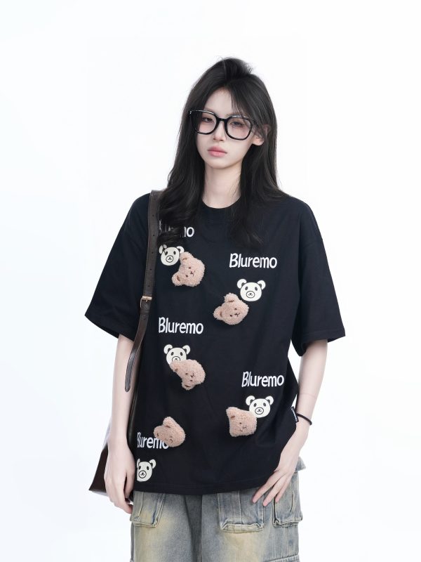 Cartoon Graphic Pink Short Sleeve T-Shirt for Women - Fun Summer Design, Loose Fit, Casual Style