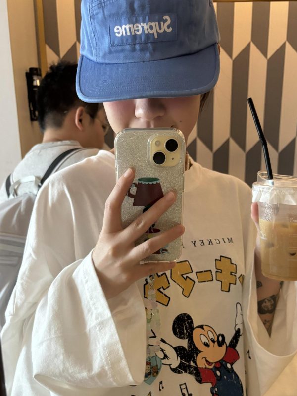 Cartoon Print Casual Oversized Long Sleeve T-Shirt for Autumn & Winter - Korean Style, Youthful and Slimming Cotton Tee