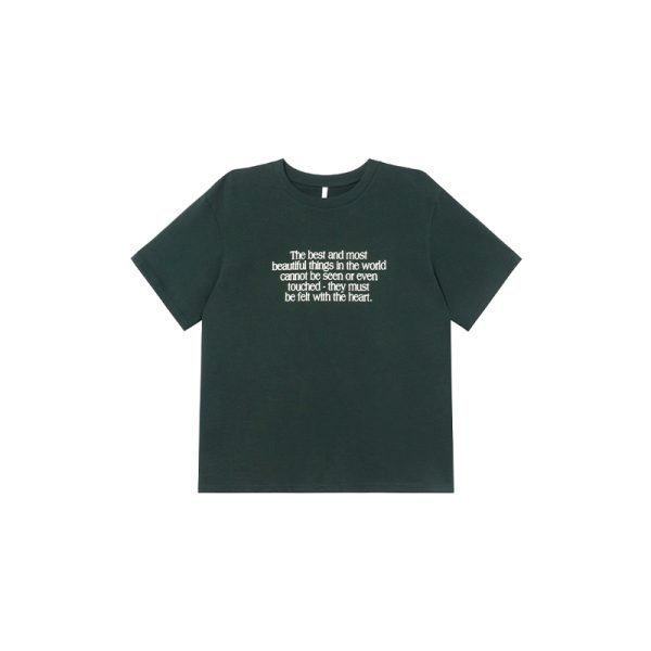 Casual 3D Letter Print Short Sleeve T-Shirt for Women - Summer 2025 Loose Round Neck Pure Cotton Top