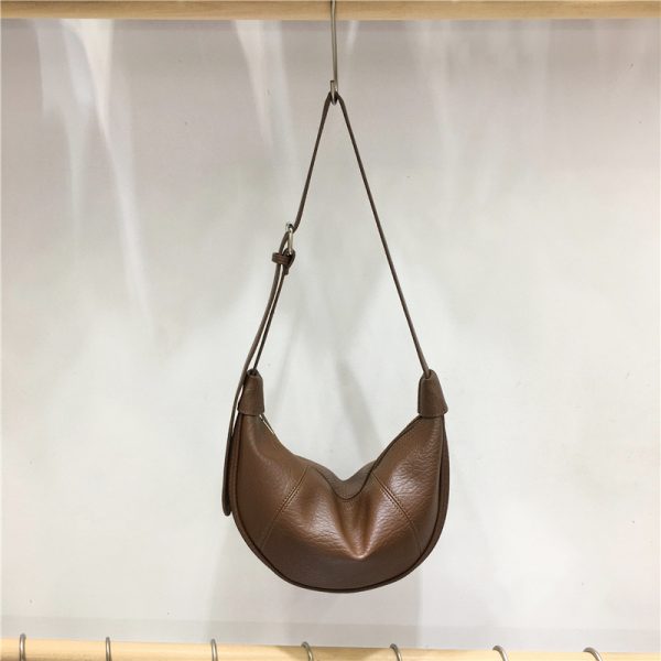 Casual Solid Color Soft Leather Croissant Dumpling Bag - Versatile Shoulder Crossbody Bag for Everyday Style