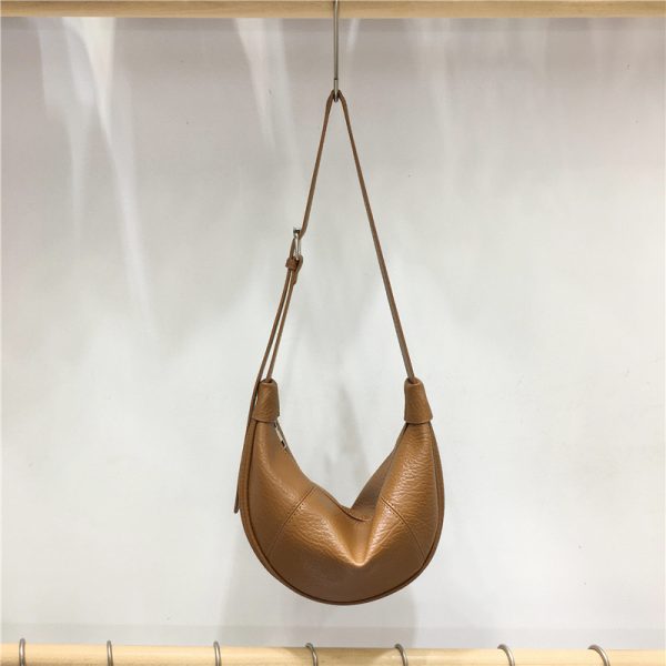 Casual Solid Color Soft Leather Croissant Dumpling Bag - Versatile Shoulder Crossbody Bag for Everyday Style