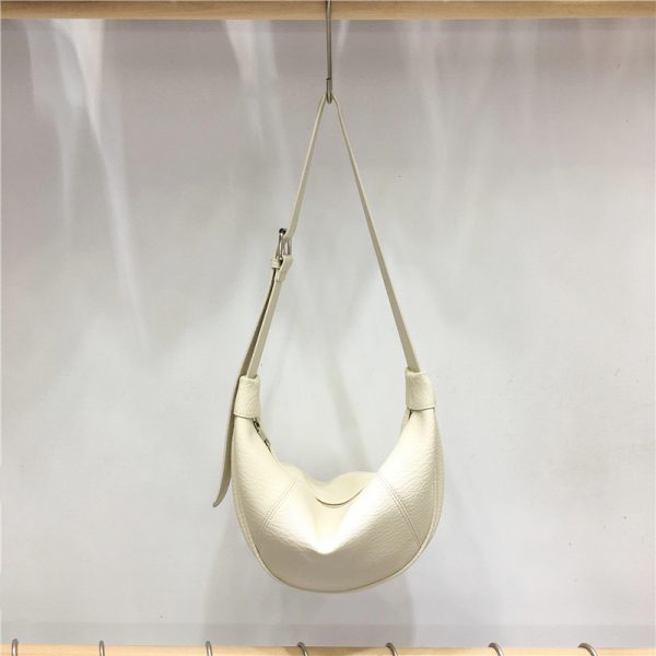 Casual Solid Color Soft Leather Croissant Dumpling Bag - Versatile Shoulder Crossbody Bag for Everyday Style