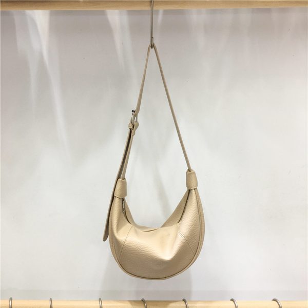 Casual Solid Color Soft Leather Croissant Dumpling Bag - Versatile Shoulder Crossbody Bag for Everyday Style