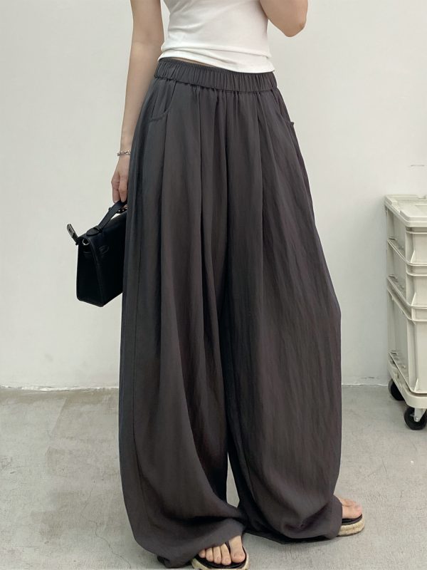 Casual Wide-Leg Pants in Water-Washed Faux Tencel - Soft, Heavy-Duty, Cool Feel, Lazy Tone Shambon Style