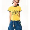 Cat Fun Print Color Block Short Sleeve T-Shirt for Women - Summer Versatile Top in Playful Dopamine Colors