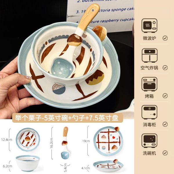 Charming 5-Inch Ceramic Rice Bowl for Girls, High-Quality Ice Cream Dessert Bowl, Sweet Soup Bowl for Everyday Use