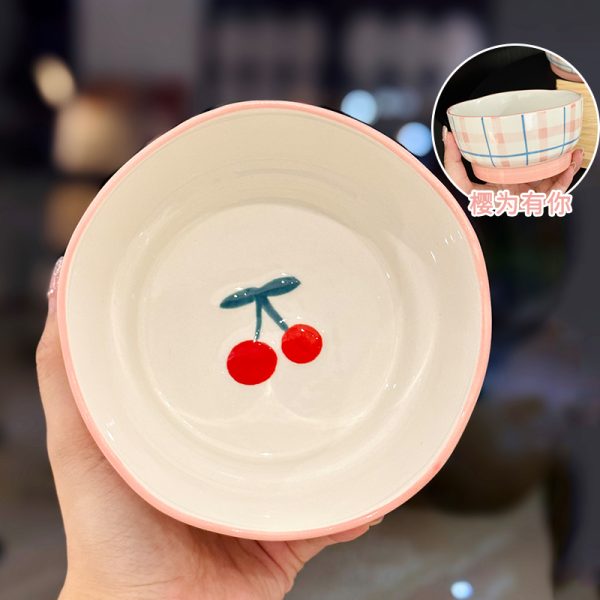 Charming 5-Inch Ceramic Rice Bowl for Girls, High-Quality Ice Cream Dessert Bowl, Sweet Soup Bowl for Everyday Use