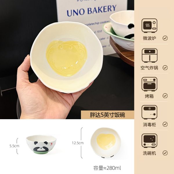 Charming 5-Inch Ceramic Rice Bowl for Girls, High-Quality Ice Cream Dessert Bowl, Sweet Soup Bowl for Everyday Use