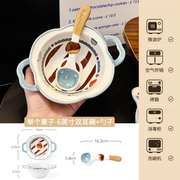 Charming 5-Inch Ceramic Rice Bowl for Girls, High-Quality Ice Cream Dessert Bowl, Sweet Soup Bowl for Everyday Use