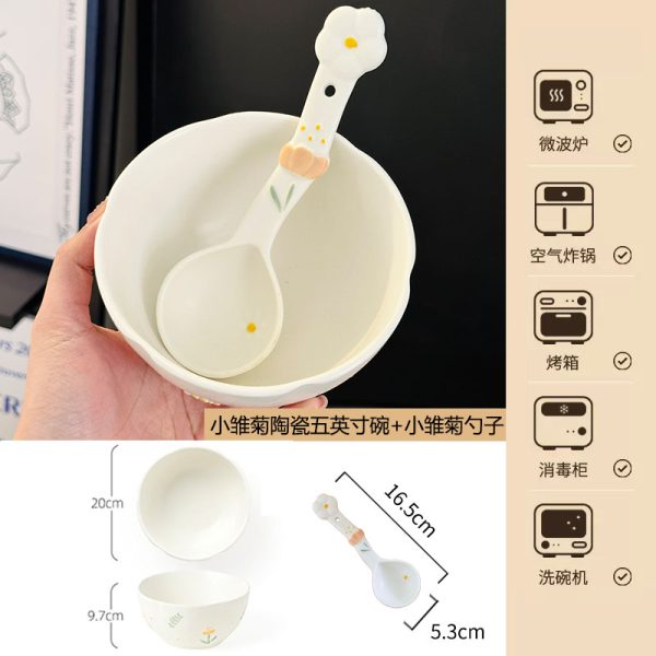 Charming 5-Inch Ceramic Rice Bowl for Girls, High-Quality Ice Cream Dessert Bowl, Sweet Soup Bowl for Everyday Use