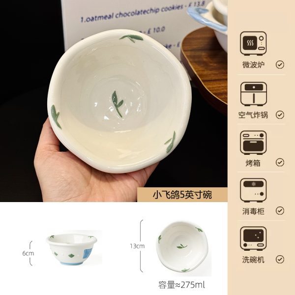 Charming 5-Inch Ceramic Rice Bowl for Girls, High-Quality Ice Cream Dessert Bowl, Sweet Soup Bowl for Everyday Use