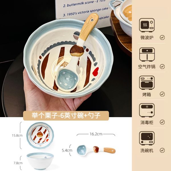Charming 5-Inch Ceramic Rice Bowl for Girls, High-Quality Ice Cream Dessert Bowl, Sweet Soup Bowl for Everyday Use