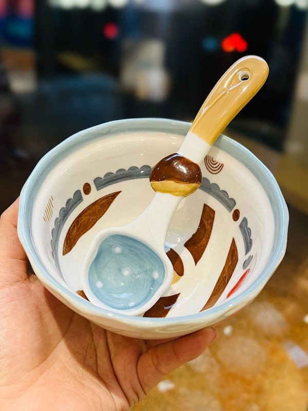 Charming 5-Inch Ceramic Rice Bowl for Girls, High-Quality Ice Cream Dessert Bowl, Sweet Soup Bowl for Everyday Use