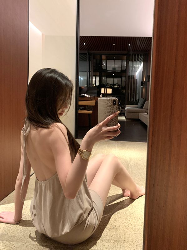 Charming Thai-Inspired Bodycon Dress for Women, Plunging Neckline, Tie Backless Design, Short Length, Trendy Summer Style