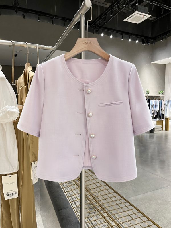 Chic Pink Lightweight Suit Jacket for Women - Versatile Summer 2025 Short Top for Effortless Style