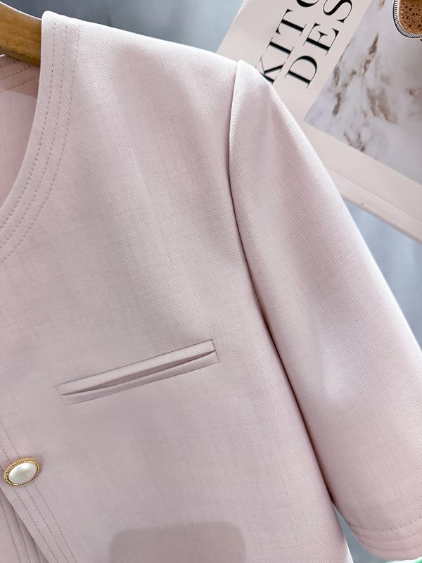 Chic Pink Lightweight Suit Jacket for Women - Versatile Summer 2025 Short Top for Effortless Style